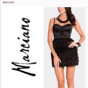 Marciano Classic Ostrich Feather Corset Dress